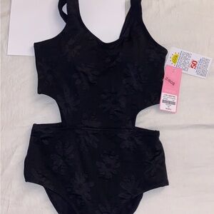Black Floral Cutout Swimsuit